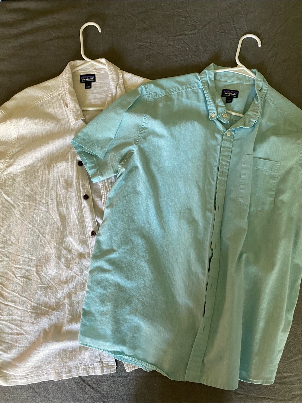 Patagonia Short-Sleeve Button-Up Shirts - Seafoam Green & White